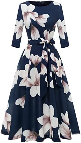 DRESSTELLS Cocktail Dresses for Women, Vintage Wedding Guest 3/4 Sleeves Formal Church Dress, Fall 2025