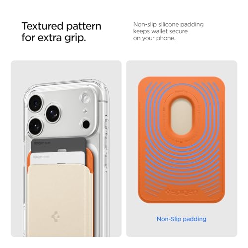 Image of Caseology by Spigen for MagSafe Wallet, Holds 2 Cards, NanoPop MagFit | For iPhone 17 /16 /15 /14 /13 /12, Pixel 10 Series, Magnetic Cases, Pixelsnap & More - Orange Beige