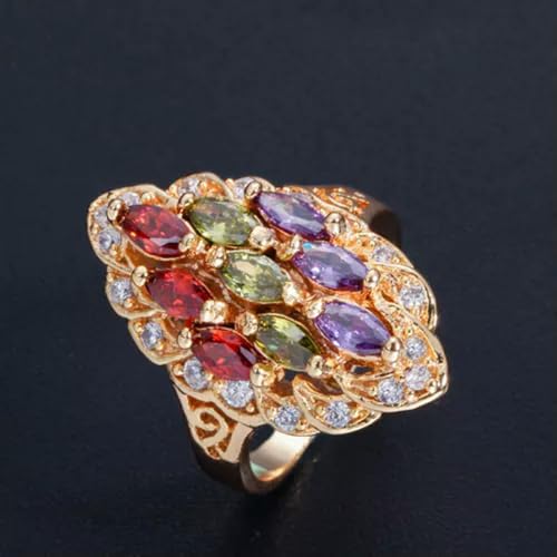 Multi Color Cubic Zircon Large Yellow Gold Plated Women Engagement Ring2