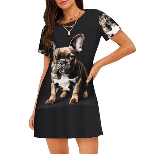 Chemise de nuit bouledogue français pour femme cherchant un vêtement de nuit ample et frais