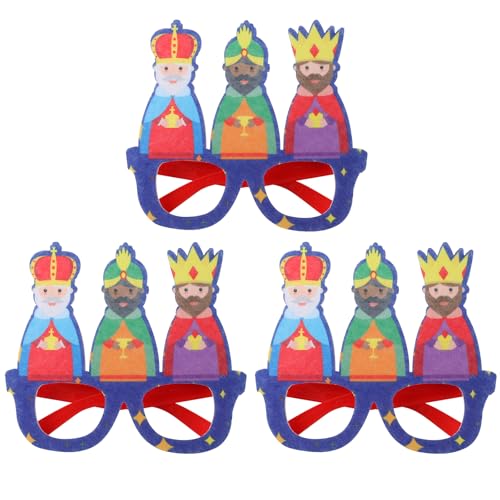 Bighan Reyes Magos Gafas de fiesta divertidas Marcos de gafas decorativas para Reyes Magos Accesorios para fotos Gafas de fiesta