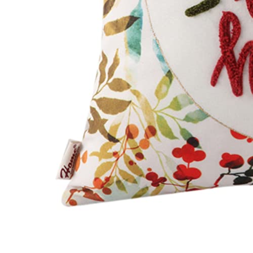 Image of Home-The Best is for You Floral Printed and Embroidered Cushion Cover 16 Inch X 16 Inch Pack of 1 (White::Green::Orange, 1, Polyester)