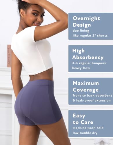 Image of Goat Union Overnight Period Shorts for Women - 2 inch Absorbent Sleep Period Boyshorts Heavy Flow