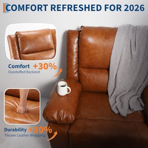 Image of GarveeHome Power Lift Recliner Chair - Heat and Massage, PU Leather Electric Lift Recliner for Elderly & Mobility Impaired, Adjustable Back and Legs, Heavy Duty Lift Chair for Seniors