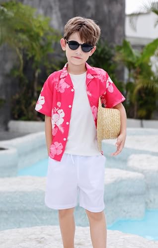 Image of Cromoncent Matching Hawaiian Outfits for Family, Dad and Son Matching Luau Beach Tropical Shirts Mommy Daughter Tropical Sets