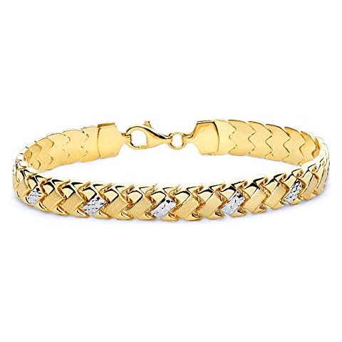 Wellingsale 14k Two 2 Tone White and Yellow Gold Polished Stampato Bracelet - 7.25" Cover