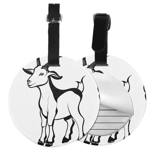 Étiquettes de bagage PVC lot de 6 avec étiquettes marron et motif chèvre