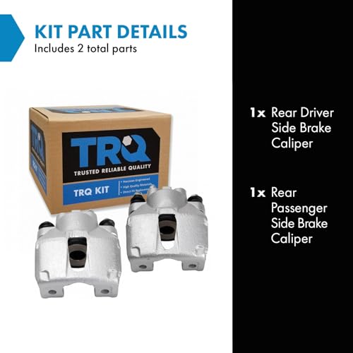 Image of TRQ Rear Brake Caliper Set Zinc Coated Hardware Compatible with 1997-2002 Ford Expedition 1999-2004 F-150 1997-1999 F-250 2002 Lincoln Blackwood 1998-2002 Navigator 2003-2011 Town Car