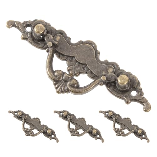 Holibanna Tiradores Decorativos Vintage de Metal para Muebles, Tiradores de Cajón Retro de 2,4 Pulgadas, 4 Piezas en Bronce Antiguo, Manijas para Armarios y Gabinetes, Herrajes para Tocador