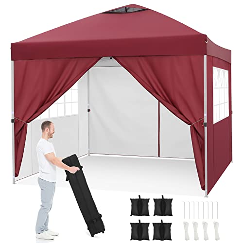 Image of HOTEEL 6.6x6.6FT Pop Up Canopy Tent Heavy Duty Party Tent for Parties Event Wedding, Commercial Outdoor All Season Wind UV 50+, Thickened Legs, Khaki
