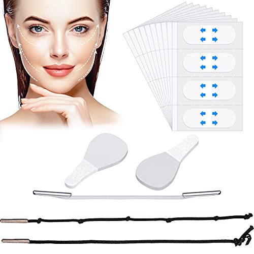 163 Pieces Face Lift Tape Set 120 Face Lifting Stickers 40 Neck and Eye Lift Types Invisible Adhesive Lifting Patch Makeup Face Lift Tools with 3 Lifting Ropes for Women Ladies Face Beauty