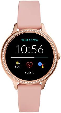 Fossil 42mm Gen 5E Stainless Steel and Silicone Touchscreen Smart Watch, Color: Rose Gold, Pink (Model: FTW6066)