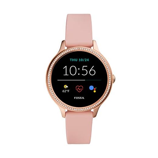 Fossil 42mm Gen 5E Stainless Steel and Silicone Touchscreen Smart Watch, Color: Rose Gold, Pink (Model: FTW6066)