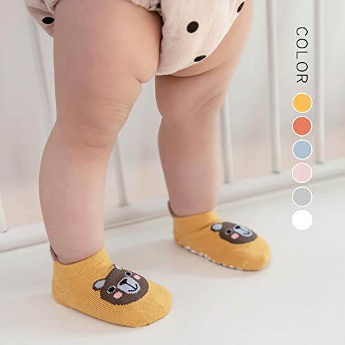 Awoscut Unisex Toddler Baby Grip Socks Stretch Cartoon Animal Print Anti-slip Floor Crew Socks for Toddler Girls Boys4