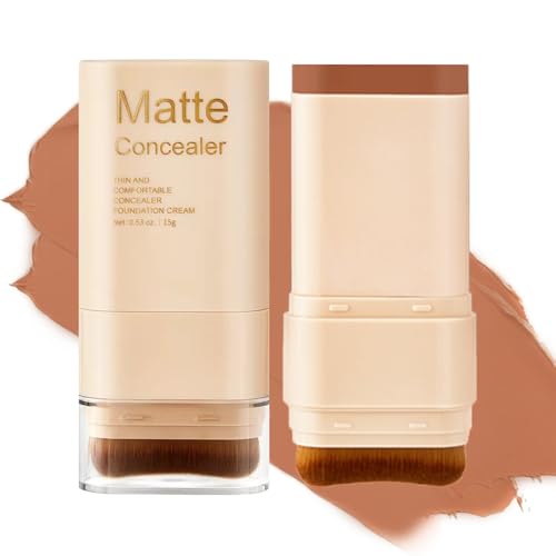 Foundation Stick, 2 in 1 Dual-Ended Eraser Contour Stick with Brush, Tinted Moisturizer, Skin Tint, Face Foundation, Radiant & Dewy Finish for Face Makeup, Sheer to Medium Coverage (＃6)