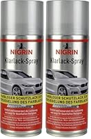 NIGRIN Acryl , Klarlack, 400 ml, glänzender Autolack, schütz Felgen und Karosserie vor Rost, schnell trocknend, Klar (Packung mit 2)