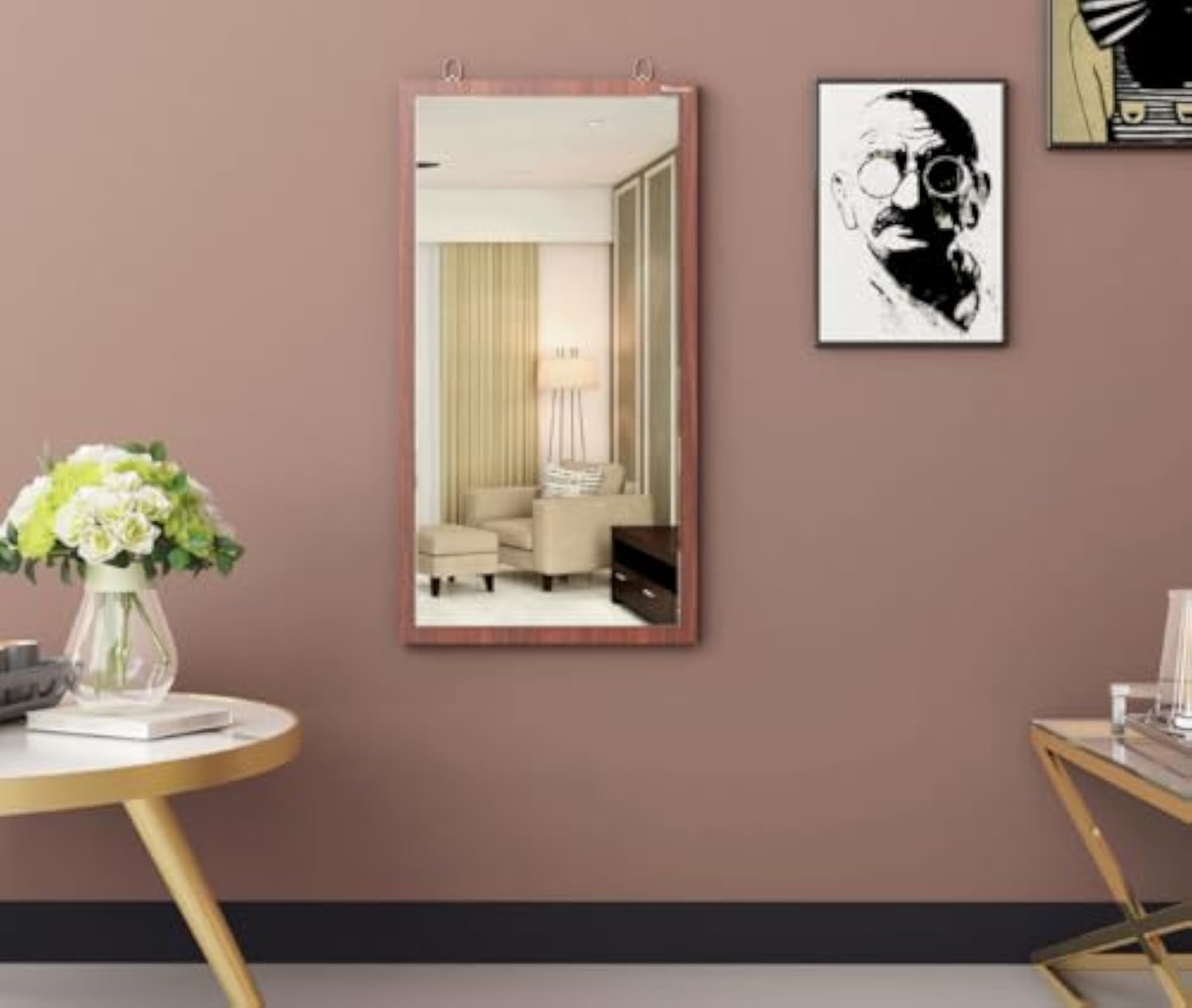 Framed Wall Hanging Medium Size Mirror for Bathroom