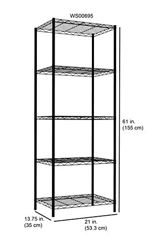 Home Basics Wire Shelving Storage Unit (5 Tier, Black) #TOP2