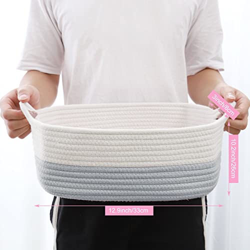 Abenkle Rope Storage Basket, Cotton Woven Dog Cat Toy Bin, Cube Basket With Handle, Decorative Shelves Closet Organizing For Nursery, Empty Gift Basket Easter Baskets #TOP1