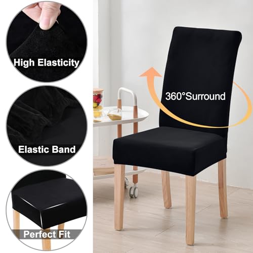 Smiryvelvetstretchchaircoversfordiningroomsetof4softfitremovablewashablekitchenparsonschairslipcoverprotectorblack  Urban Country Home Decor Smiry velvet stretch chair covers for dining room set of 4 soft fit removable washable kitchen parsons chair slipcover protector black  urban country home decor