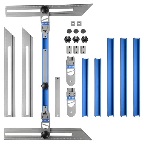 sourcing map Stair Tread Template Tool 8"-60" Adjustable Length Stair Measuring Tool Jig Gauge for Stair Treads Suitable for Stairs, Risers and Partition, Blue-Gray