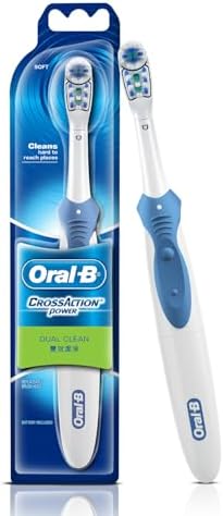 Oral B Cross Action AA Battery Electric Toothbrush for Adults, 90 Day Battery, 2 Year Warranty by Oral-B, IPX7 Water Resistant, Soft Crisscross Bristles (Blue, 1)