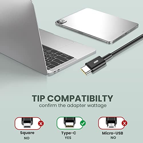 90W Charger Adapter USB C for Dell Latitude 11 12 13 5175 5285 5289 7275 7285 7370 5280 5480 7280 7480 7380 5400 7400 7300 7390 7200 2in1 XPS 12 9370 9365 LA90PM170 TDK33 0TDK33 Power Cord