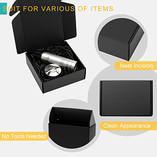 Mcfleet 6X6X2" Small Black Shipping Boxes - 24 Pack Corrugated Cardboard Mailing Box Packaging For Small Business - Tab Locking Literature Mailer Boxes Flat Empty Gift Packing Boxes Supplies #TOP3