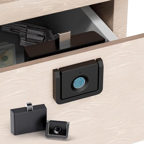 Image of Escozor DFL06 Fingerprint Drawer Lock with Metal Body | Smart Biometric for Cabinet, Wardrobe & Furniture Use | Electronic Safety System | 20 Fingerprint Memory | Individual E-Key
