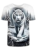 LuckLemocor White Tiger Tshirt 3D Graphic T Shirts for Men, 3X-Large