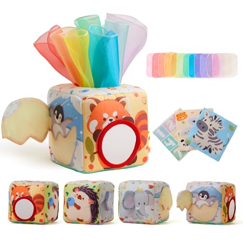 KILGICO Baby Tissue Box Toy for Babies 6-12 Months - Montessori Sensory Toy