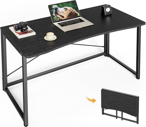 Image of Huuger Folding Desk for Small Spaces, 39.4 Inch Foldable Computer Table | Easy Assembly, Small Writing Work Office Computer Desk, for Home Office, Study, Bedroom, Dorm, Space Saving, Black