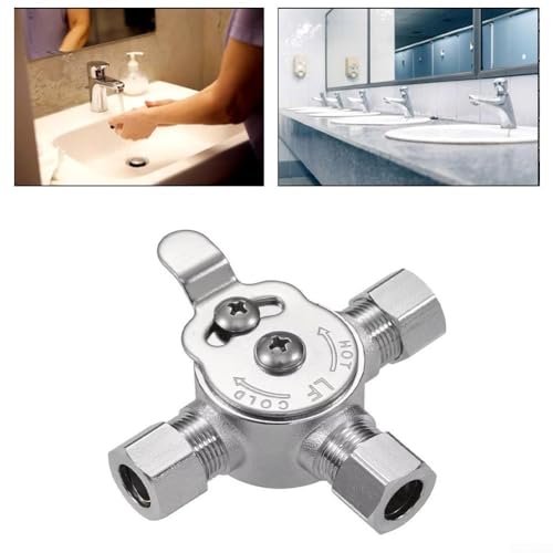 Válvula mezcladora de latón con control de temperatura ajustable y conectores de 3/8 6