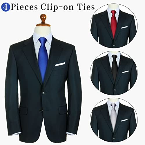 Eurzom 4 Pieces Clip On Ties Solid Color Necktie Ties For Men Boy Office 100Th Day Of School Uniform Costume, 20 Inches, 4 Colors #TOP2