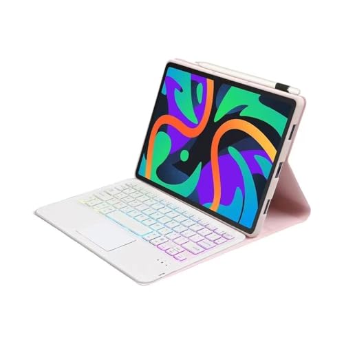 Funda de Cuero con Teclado RGB para Xiaomi Pad 6S Pro 12.4 Carcasa Rosa