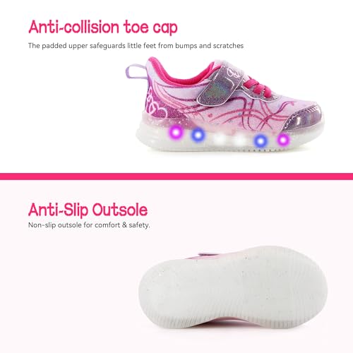 YESKIS Toddler Girls Light Up Shoes Glitter LED Flashing Breathable Lightweight Walking Running Sneakers for Toddler and Little Kids3