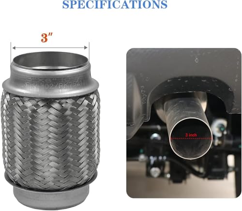 Image of Exhaust Flex Pipe 3 inchx6 inch Heavy Duty Stainless Steel