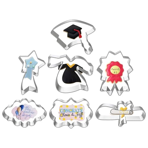 Juego de cortadores de galletas, cortador de galletas de azúcar,Cortador de galletas de acero inoxidable - Azú Azúcar Grandes moldes para hornear diploma de vestidos de pastel para jardín de infantes