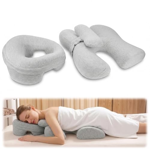 Reposacabezas de masaje para cama – Mattress Top Massage Kit con marco ajustable y cojín facial, alternativa de masaje inflable para el hogar – Relajación de gravedad cero para cuello y espalda