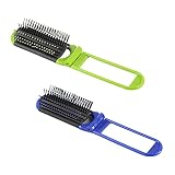 2Pack Travel Brush Folding Hair Brush With Mirror Compact Pocket Size for Girls, Small Portable Mirr