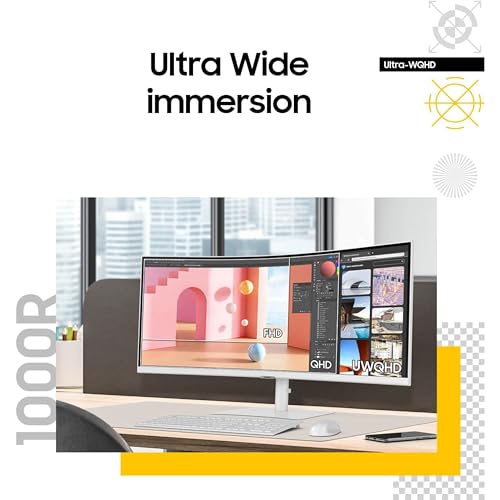 Image of Samsung 34 inch ViewFinity (S65TC) Series Ultra-WQHD 1000R Curved Computer Monitor, HDR10, 100Hz, AMD FreeSync, Thunderbolt 4, Height Adjustable Stand, Built-in Speakers, Eye Care, LS34C650TANXGO, 2024