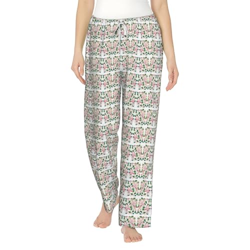 Pantalon de pyjama doux à ceinture extensible et imprimé feuilles pour un confort durable