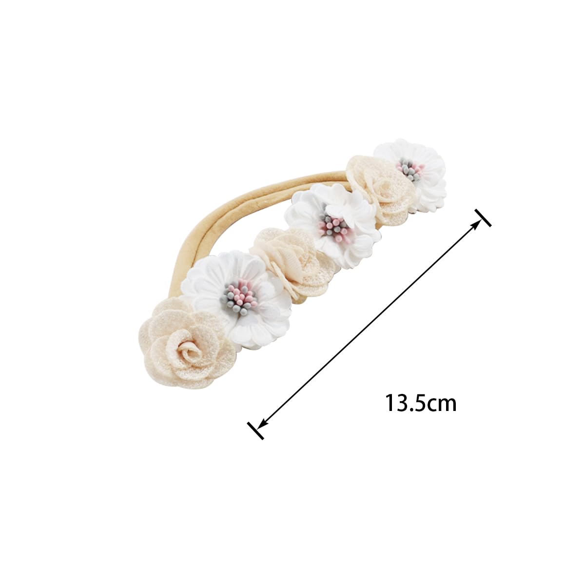 Ubric Diadema de flores de tela, accesorios para el cabello para niñas para recién nacidos, tocado para el cabello