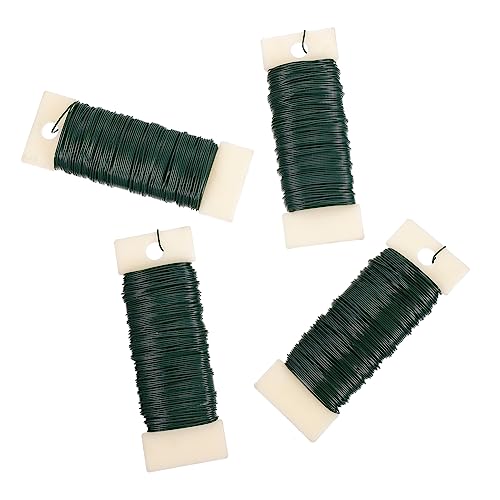 Veemoon 4 Rolls Green Floral Wire Flexible Paddle Wire for Wreaths Crafts and Plant Support Each for Securing Vines Shrubs and Craft Projects