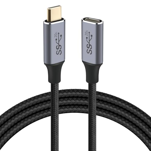 AXFEE USB Extension Cable 0.5 M,Cable de Extensión Usb C 3.2 Gen 2 20gbps/100W/Vídeo 4K@60Hz,100W USB Tipo C Macho a Hembra Carga Cable Extensión,Compatible con iPhone 16/iPhone 15/Samsung Galaxy S23
