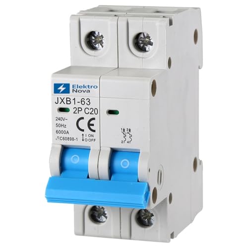 ELEKTRONOVA Interruttore Magnetotermico 2P C20 20A 6kA – 2 Moduli DIN – 220V