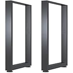 HoomTop Table Leg Set 2-Pack (60x72.5cm) - Heavy Duty Square - Shaped Black Industrial Metal DIY Furniture Legs for Standing Bench Desk Dining Table Workbench and Coffee Table