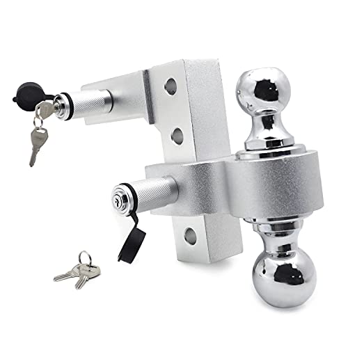 Xkmt- Trailer And Truck 6 Inch Drop Hitch, 2 Inch Trailer Receiver 3500Lbs To 5000Lbs Truck Rv- Adjustable Aluminum Trailer Towing Hitch Ball With Key,Lock [P/N: Et-Car-Fix009-Sr] Silver #TOP7