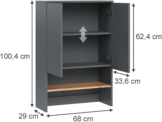 Vicco Washing machine cabinet Viktor, Anthracite/golden oak, 68x100.4 cm