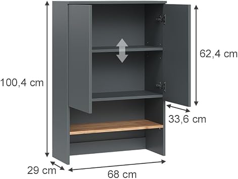 Vicco Washing machine cabinet Viktor, Anthracite/golden oak, 68x100.4 cm